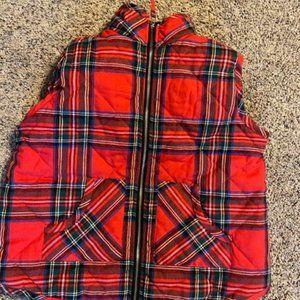MUD PIE RED TARTAN VEST SIZE LARGE